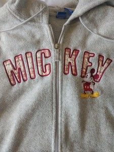 Disney Medium Embroidered Mickey Mouse Hoodie Jacket Gray Full Zip